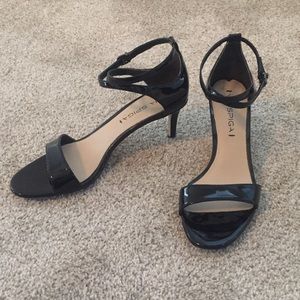 Via Spiga strappy black patent leather heels